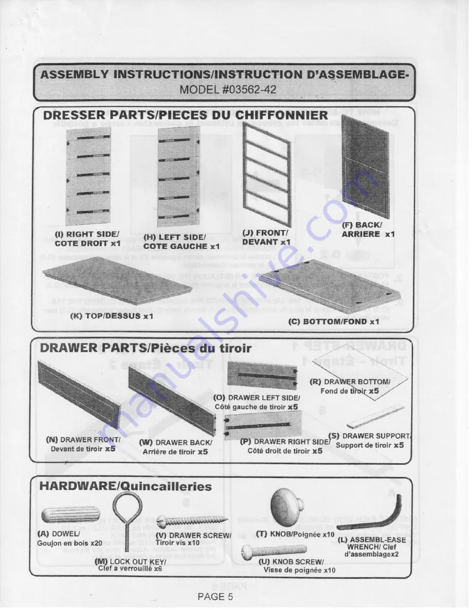 Stork Craft 03562-42 Assembly Manual Download Page 5