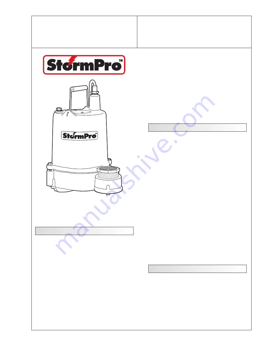 StormPro SP50 Operation Manual Download Page 1