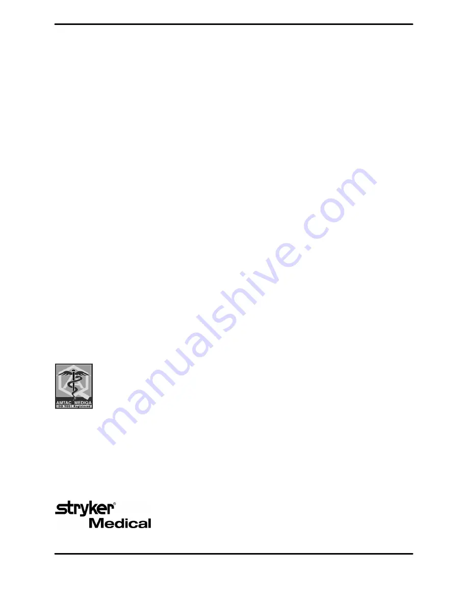 Stryker Medical 1009 Maintenance Manual Download Page 125