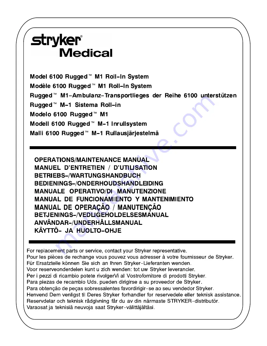 Stryker 6100 Rugged M1 Operation & Maintenance Manual Download Page 1