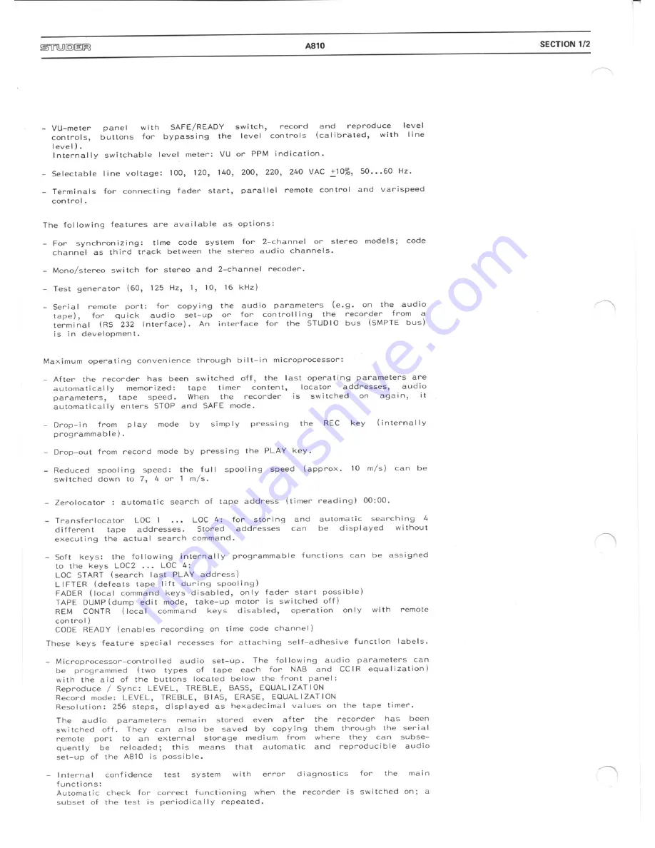 Studer A810 Operating And Service Instructions Download Page 5