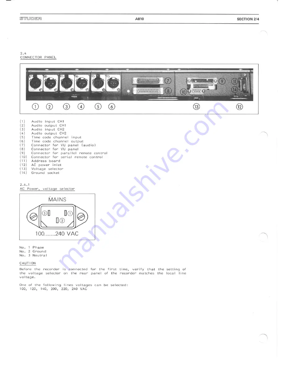 Studer A810 Operating And Service Instructions Download Page 34