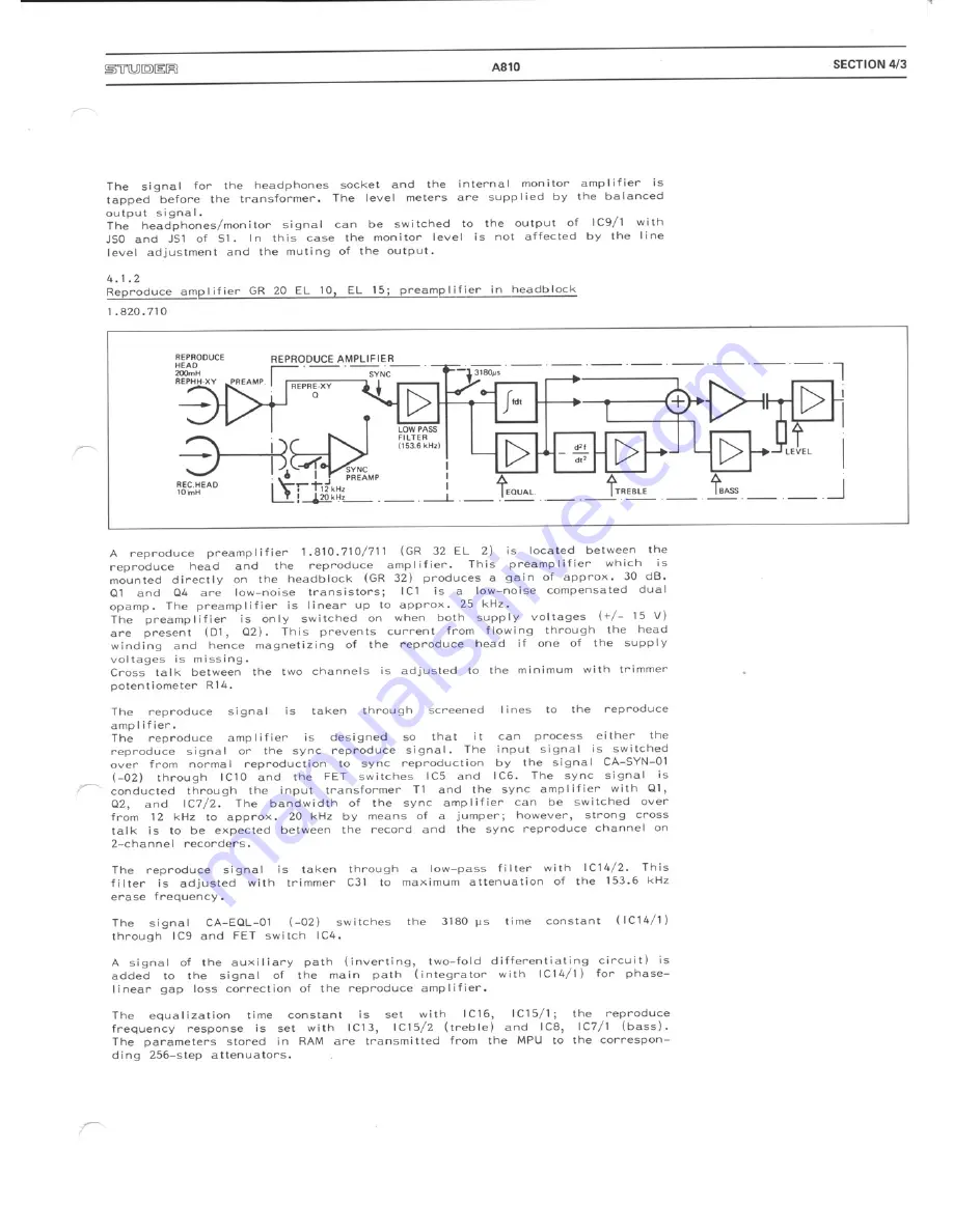 Studer A810 Operating And Service Instructions Download Page 132