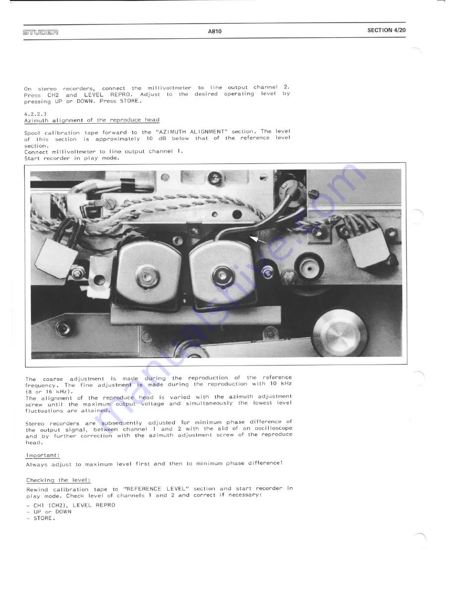 Studer A810 Operating And Service Instructions Download Page 149