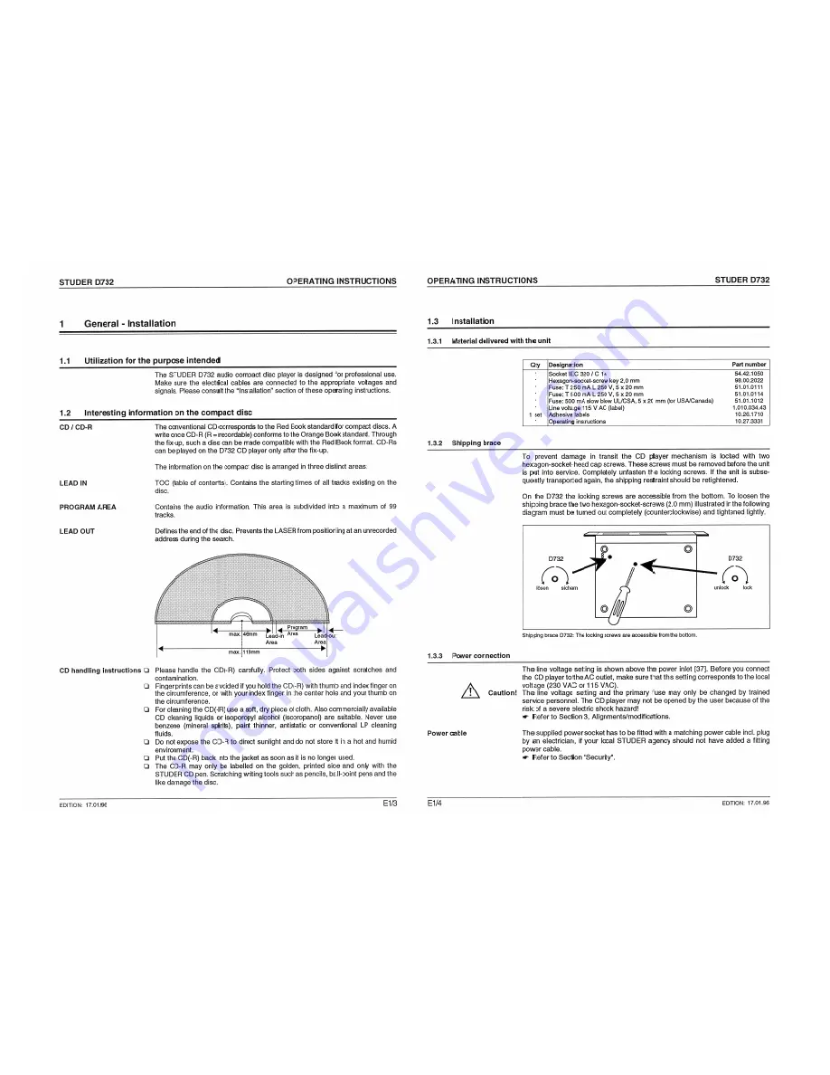 Studer D732 Operating And Service Instructions Download Page 68