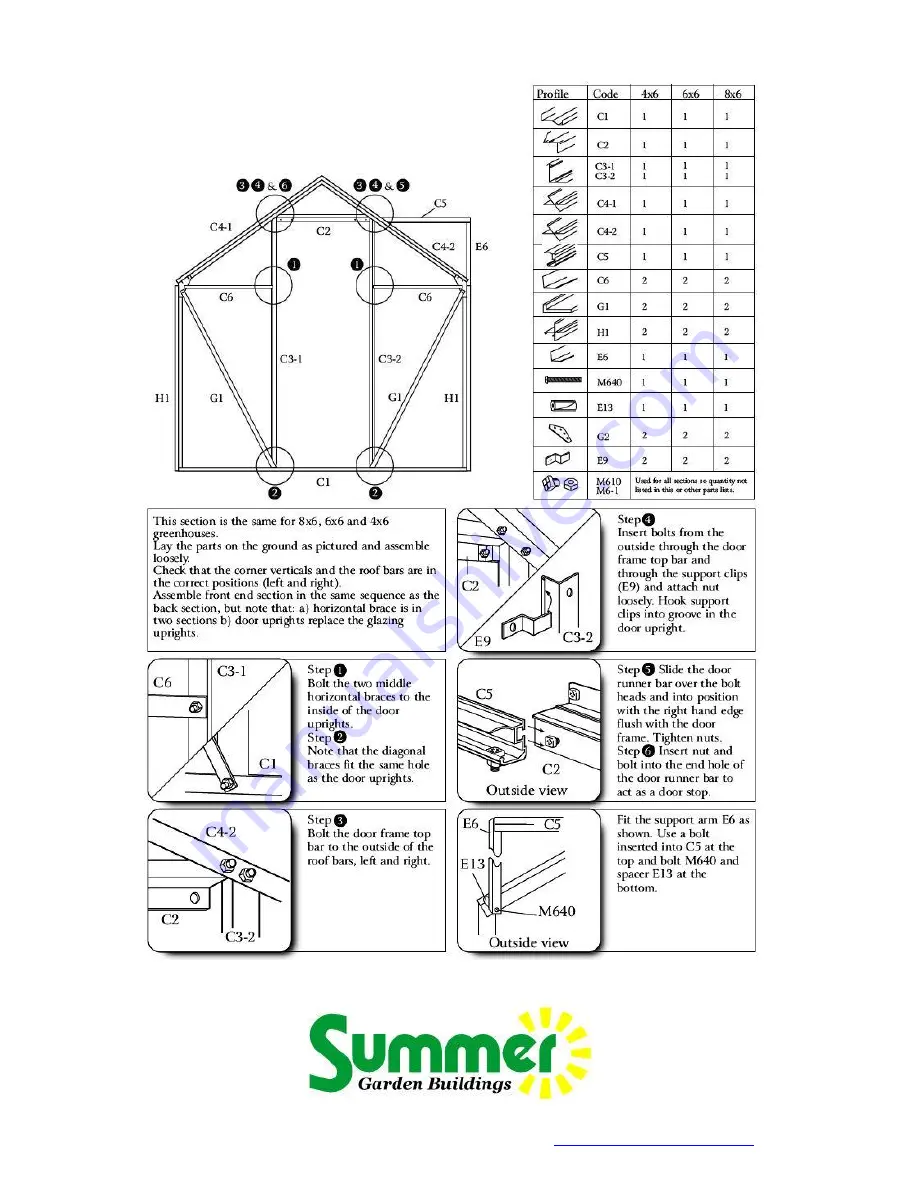 Summer Greenhouse 05 Assembly Instructions Manual Download Page 8