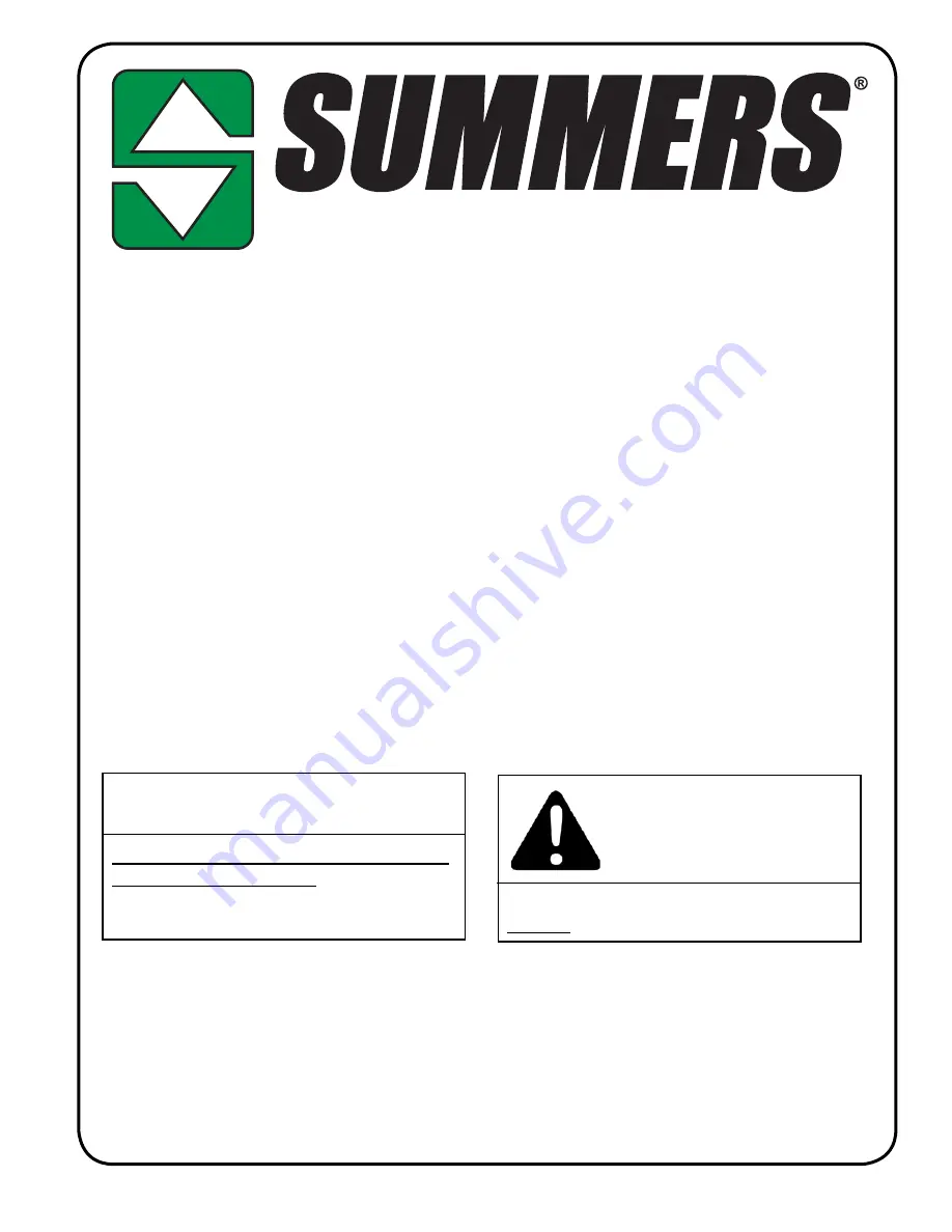 Summers M104 Operator'S Manual Download Page 1