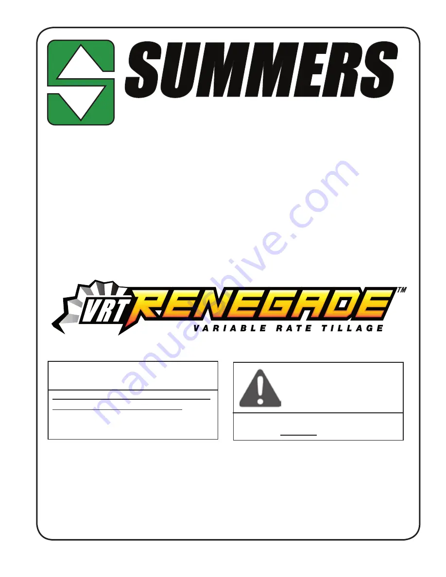 Summers VRT Renegade Operator'S Manual Download Page 1