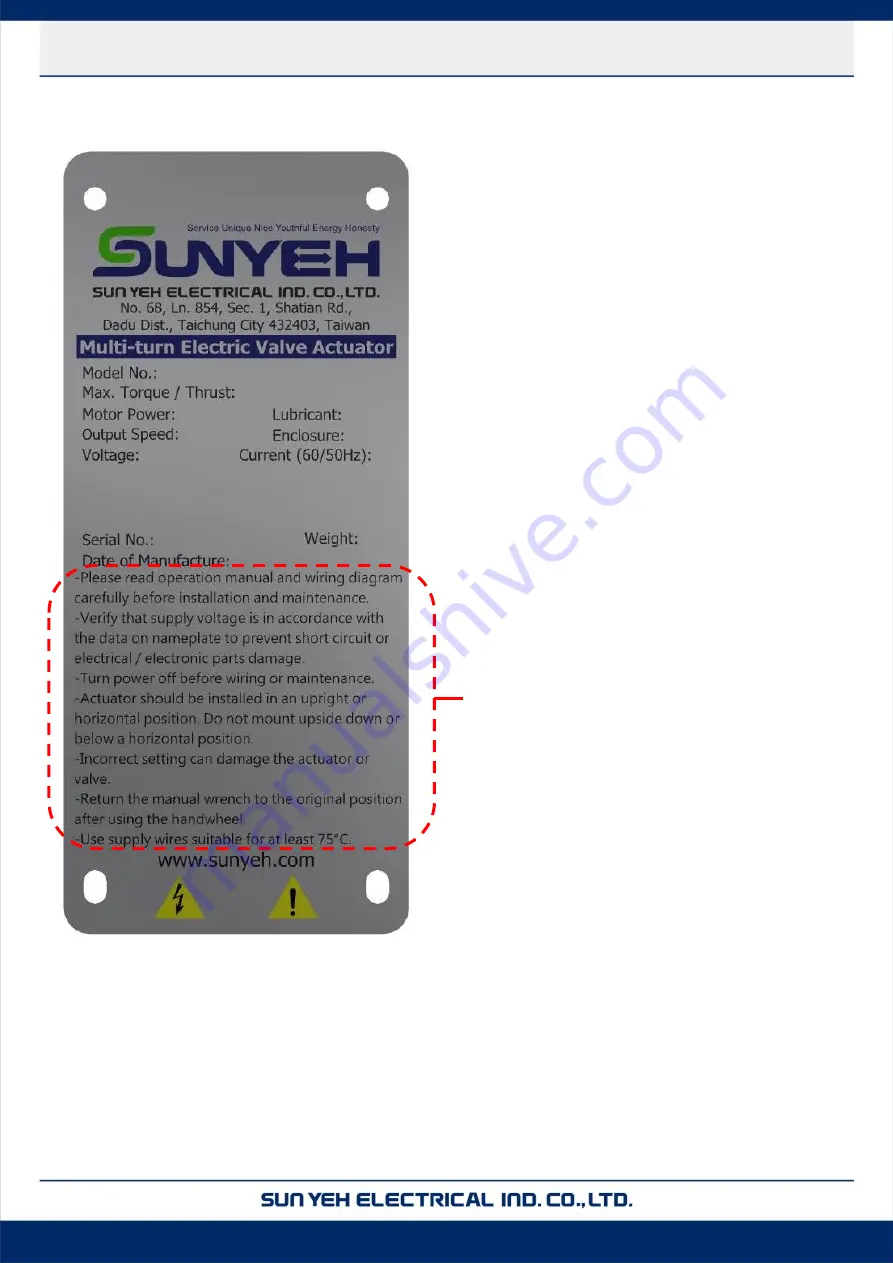 Sun Yeh Electrical M Series Operation Manual Download Page 7