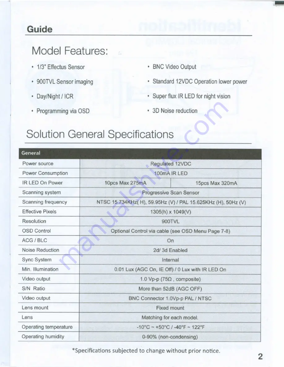 Sunell SN-IRC1340ATVD Instruction Manual Download Page 3