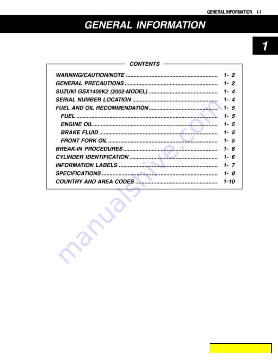 Suzuki GSX1400 Manual Download Page 7