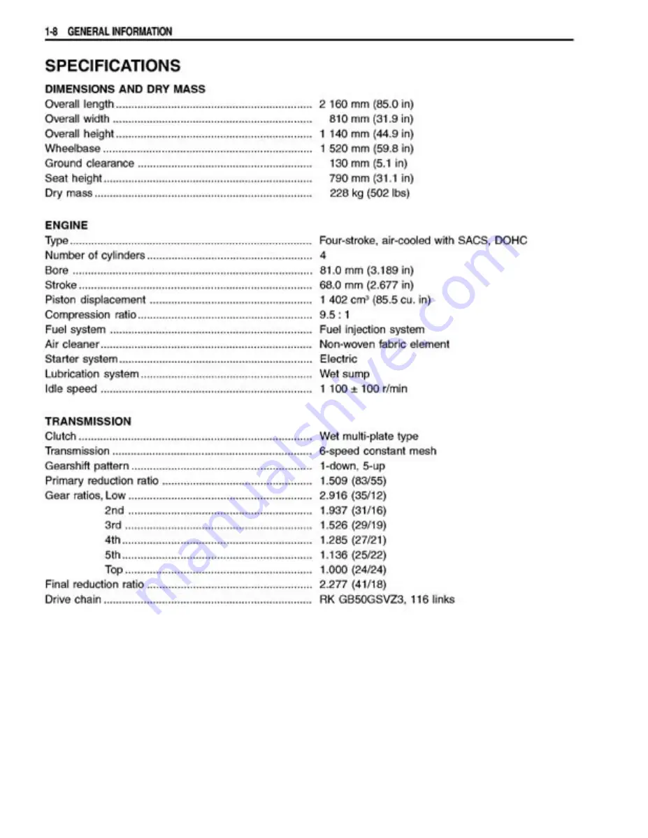 Suzuki GSX1400 Manual Download Page 14