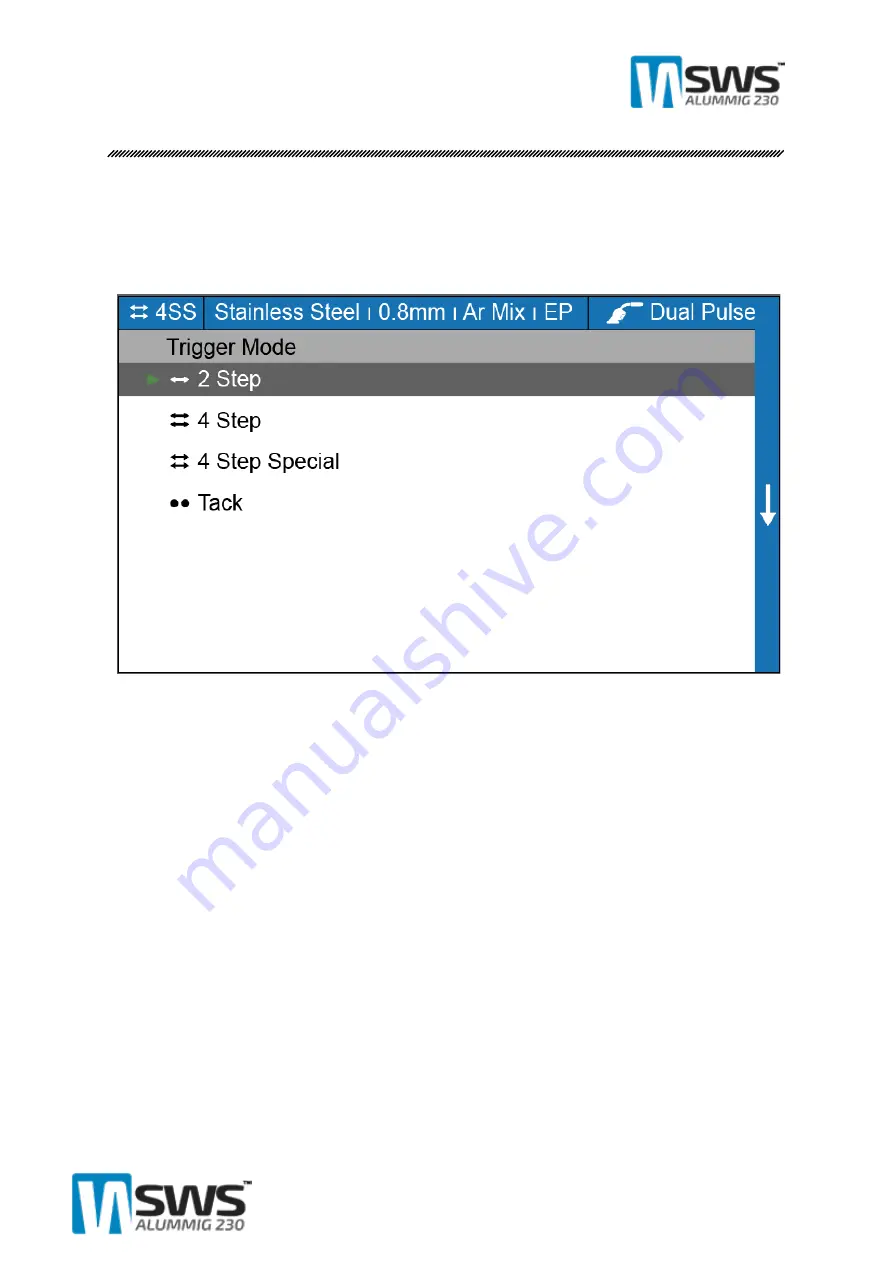 SWS ALUMMIG 230 Operating Manual Download Page 16