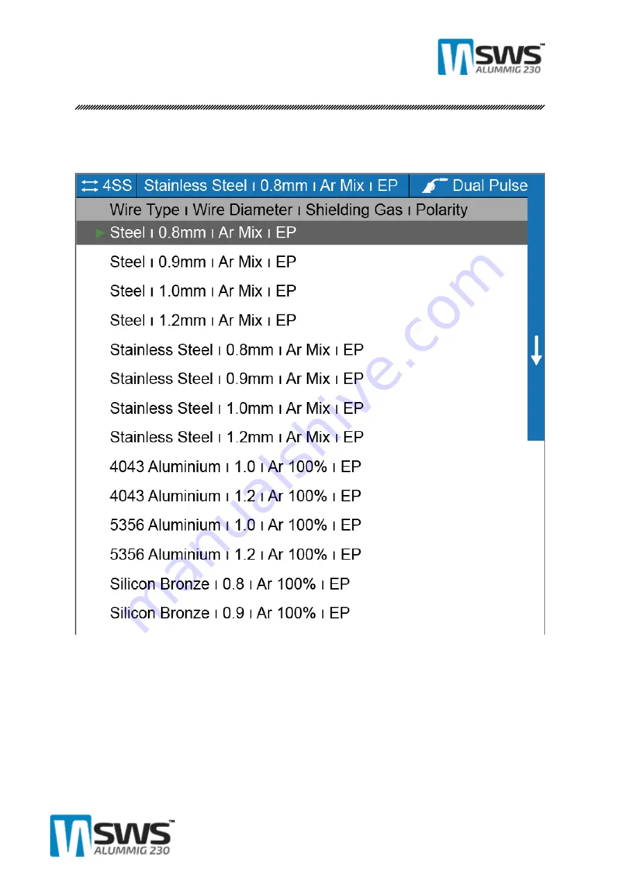 SWS ALUMMIG 230 Operating Manual Download Page 17