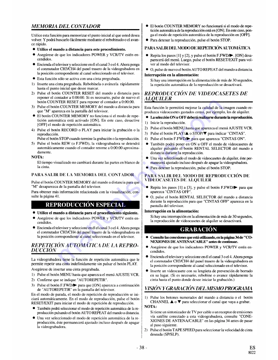 Sylvania 2920LV Скачать руководство пользователя страница 38