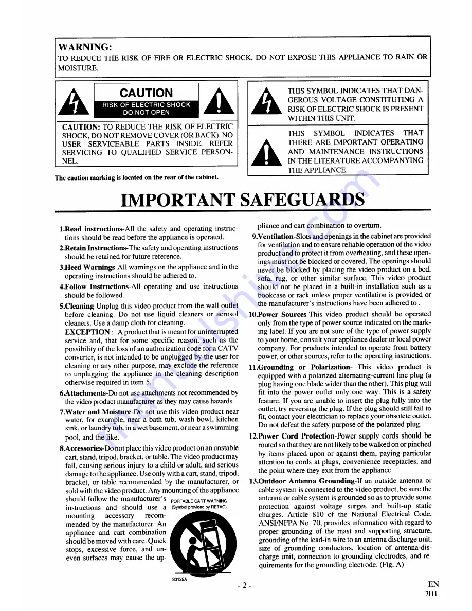 Sylvania 2960CLV Owner'S Manual Download Page 2