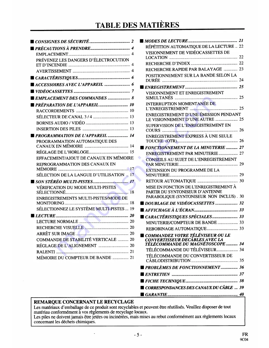 Sylvania 2960CLV Owner'S Manual Download Page 41