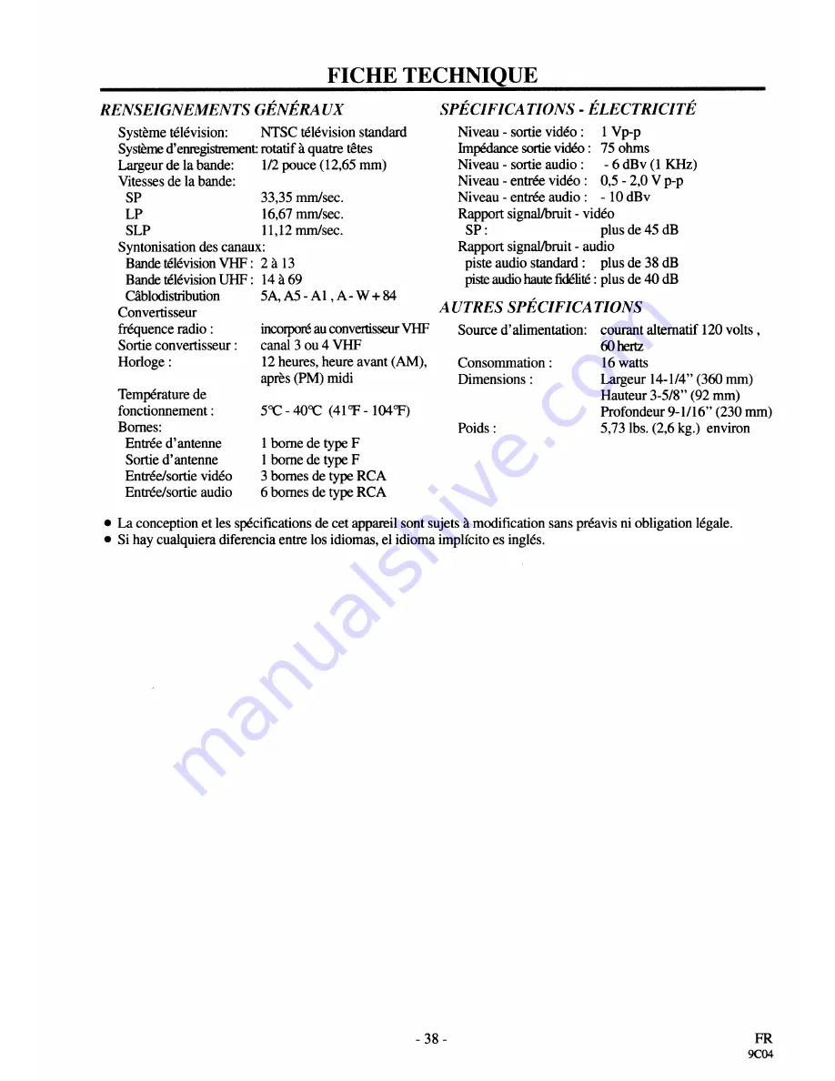 Sylvania 2960CLV Owner'S Manual Download Page 74