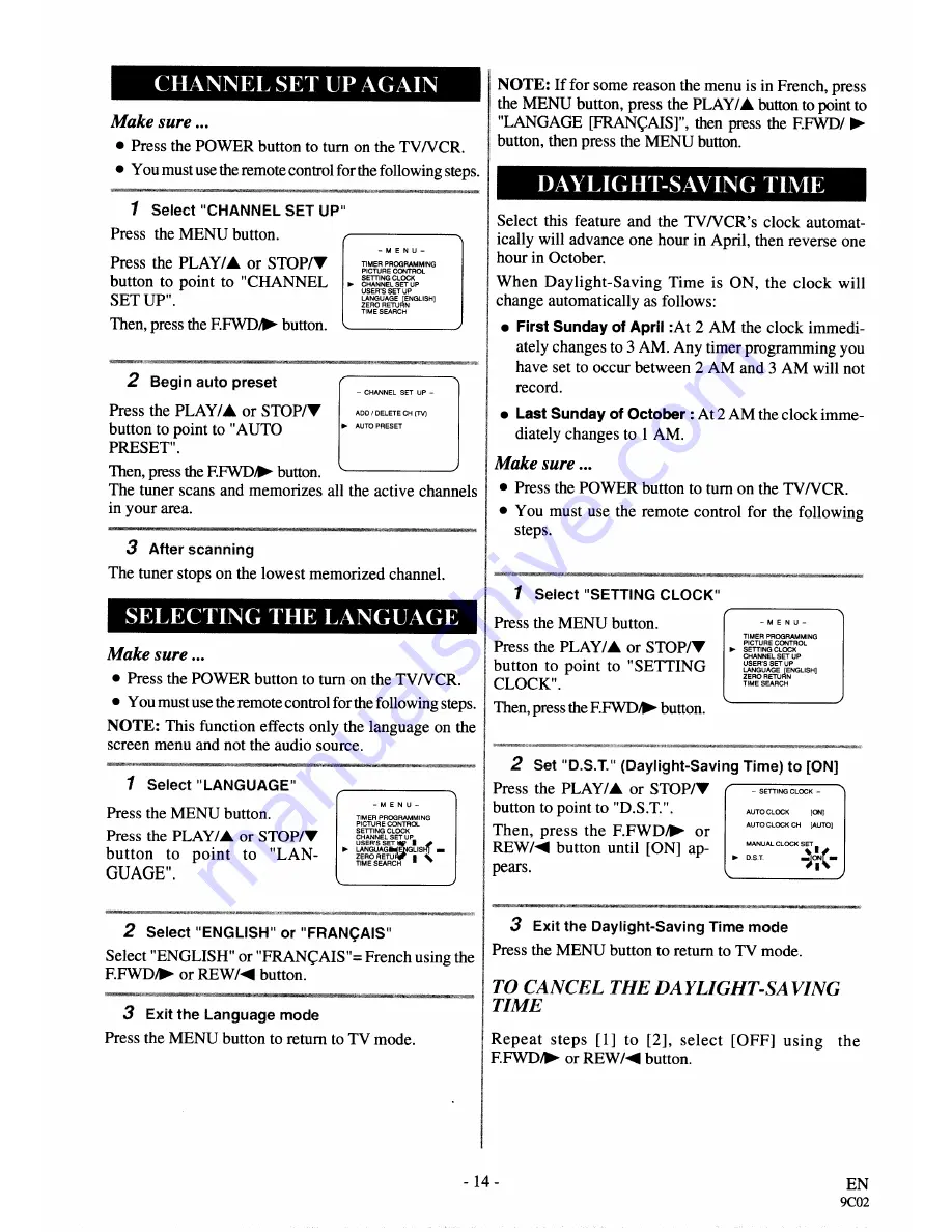 Sylvania 3909CLC Owner'S Manual Download Page 14