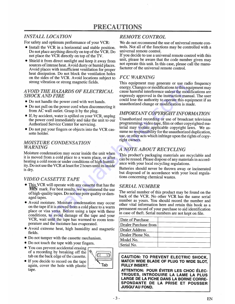 Sylvania 6260VB Owner'S Manual Download Page 3