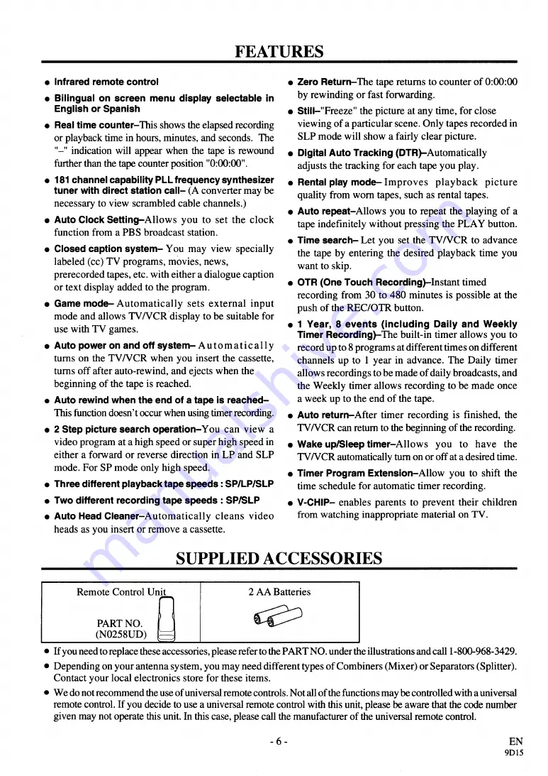 Sylvania SRC19ACV Owner'S Manual Download Page 6