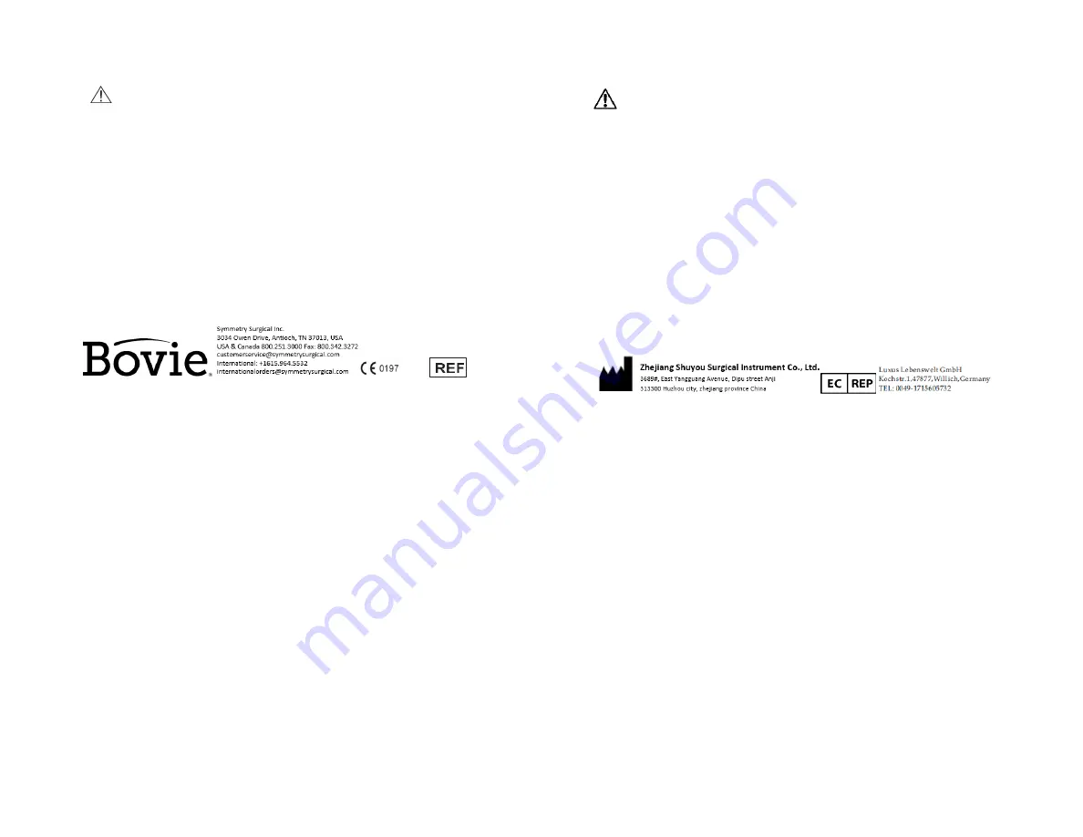 Symmetry Surgical Bovie ORCA ISEP1000 Indications For Use Download Page 16