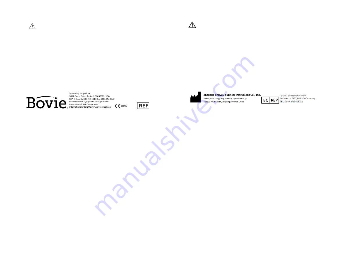 Symmetry Surgical Bovie ORCA ISEP1000 Indications For Use Download Page 19