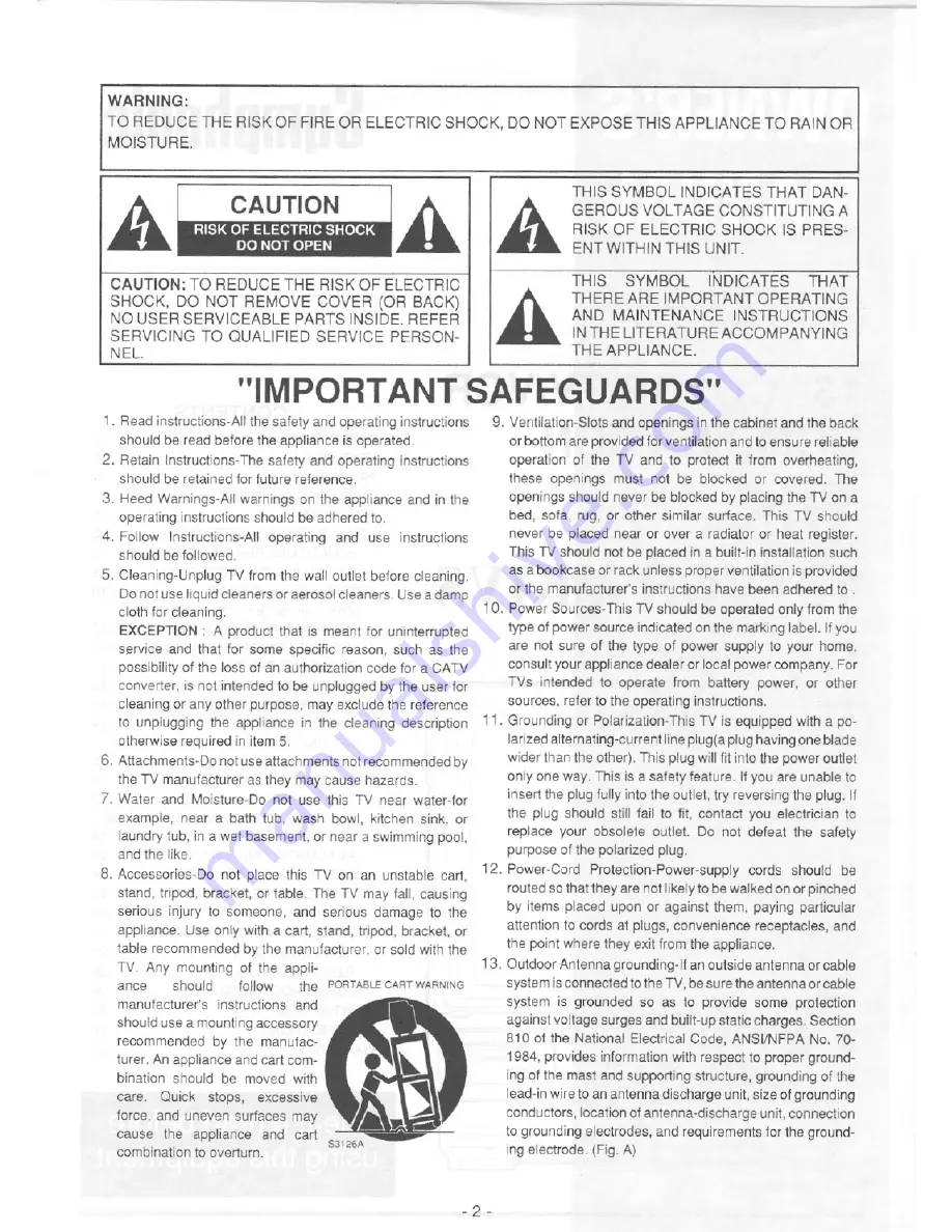 Symphonic 13TVCR MKIVS Owner'S Manual Download Page 2