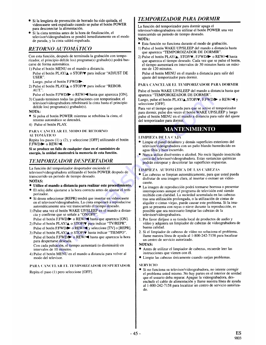 Symphonic SC319A Owner'S Manual Download Page 45