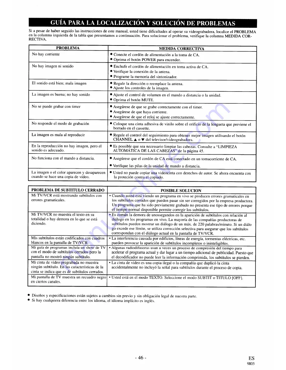 Symphonic SC319A Owner'S Manual Download Page 46