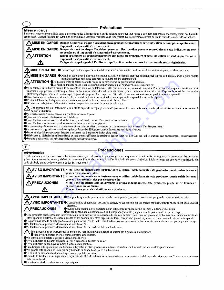 Tanita BWB-800 Operating Instructions Manual Download Page 3