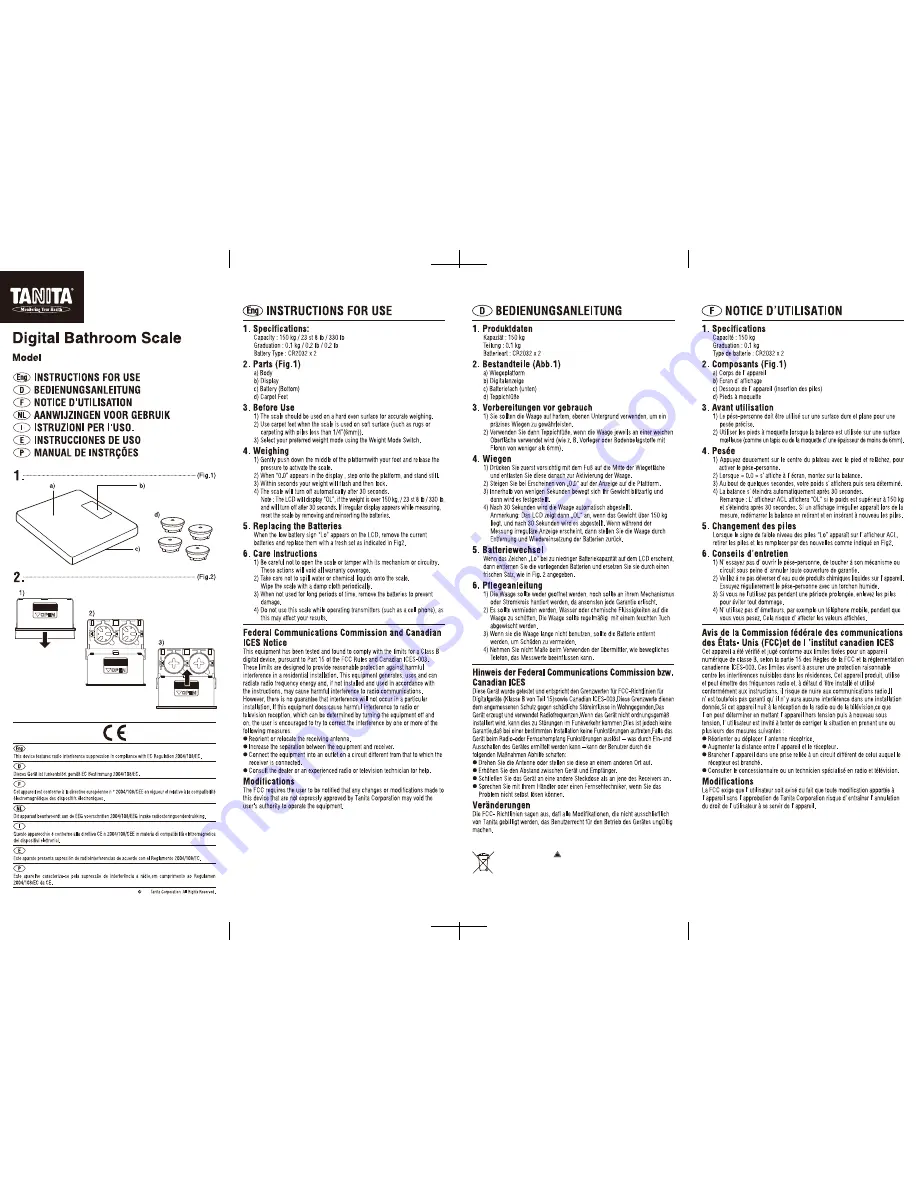 Tanita HD-362F Instructions For Use Download Page 1