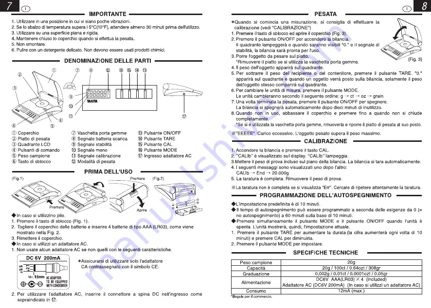 Tanita PROFESSIONAL MINI 1210N Manual Download Page 6