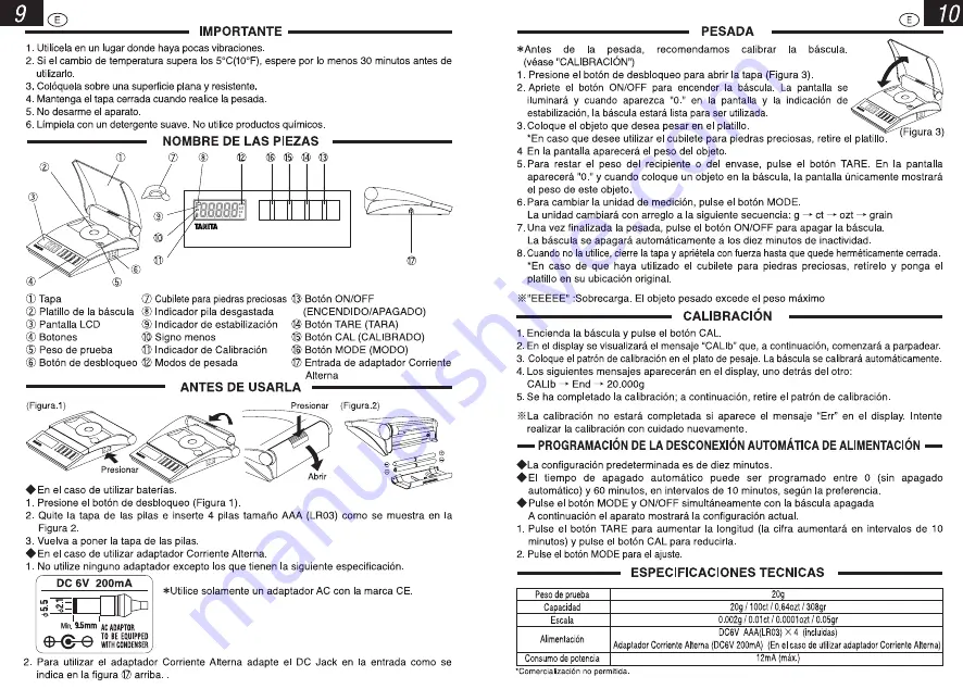 Tanita PROFESSIONAL MINI 1210N Скачать руководство пользователя страница 7