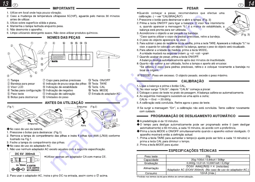 Tanita PROFESSIONAL MINI 1210N Скачать руководство пользователя страница 9