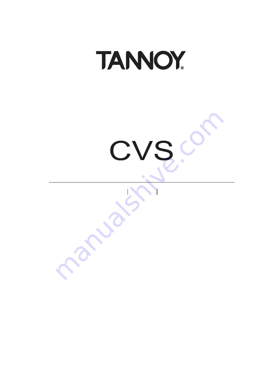 Tannoy CVS6 Installation Manual Download Page 1