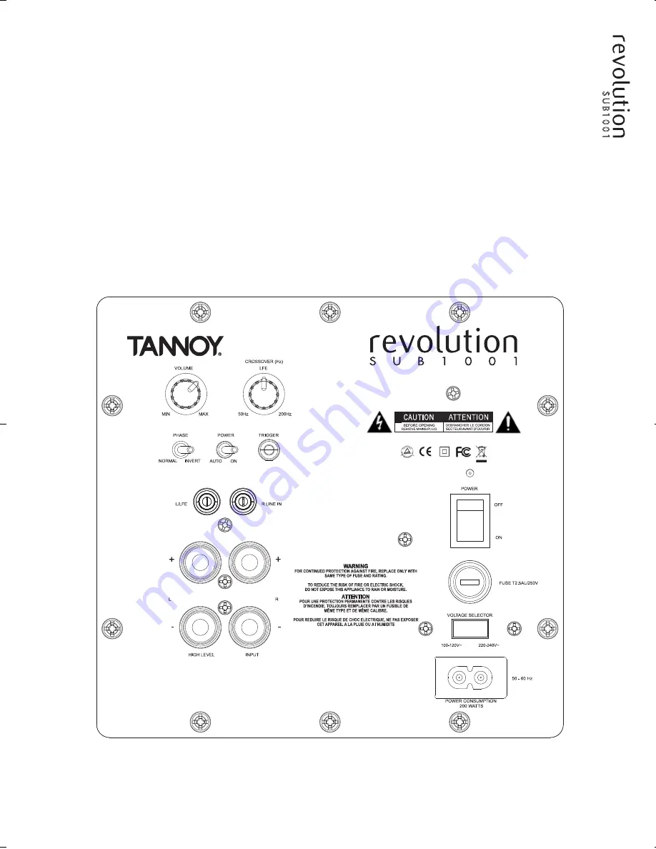 Tannoy Revolution SUB1001 Owner'S Manual Download Page 5