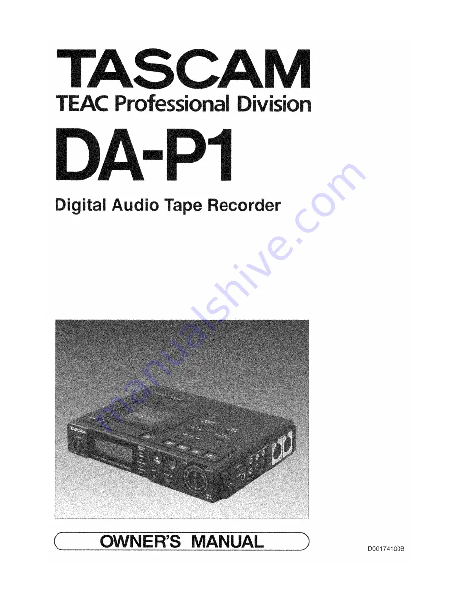 Tascam DA-P1 Owner'S Manual Download Page 1