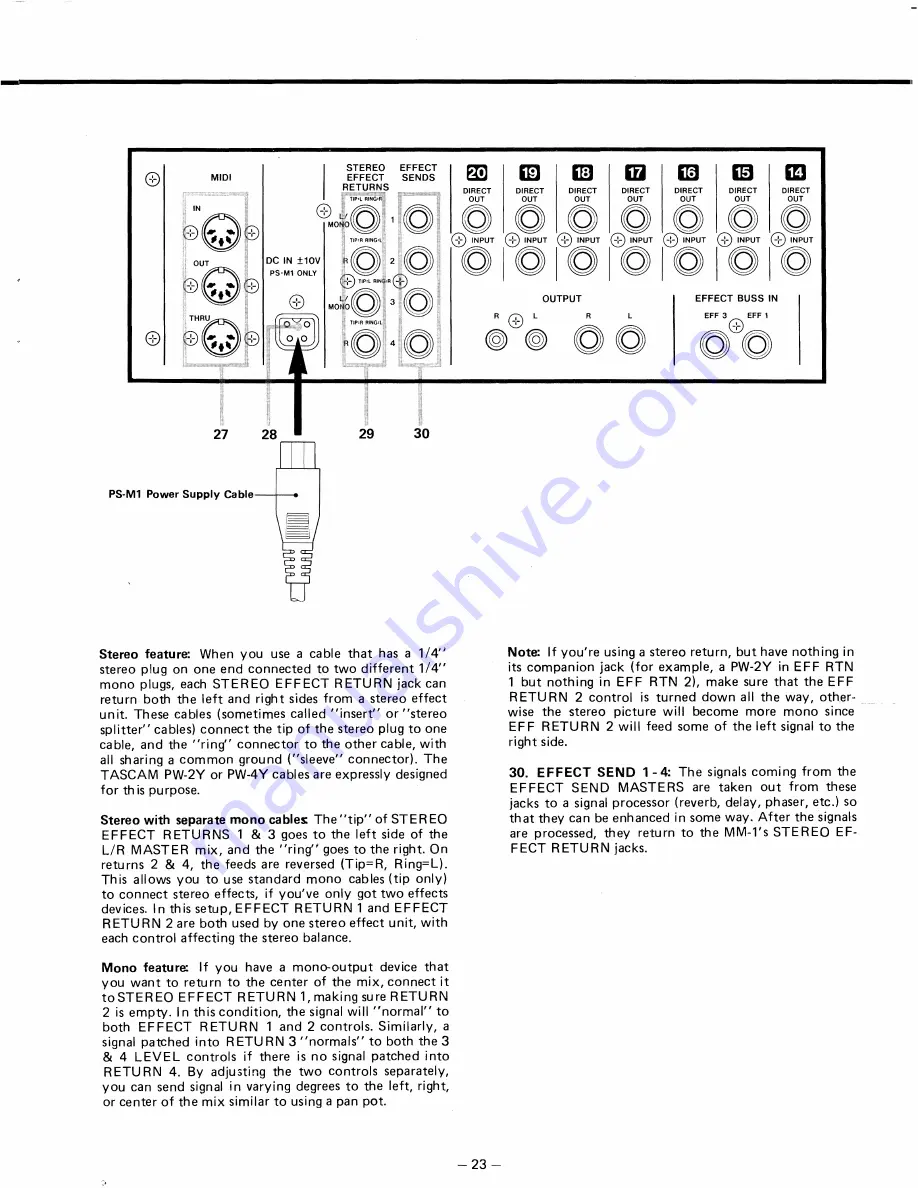 Tascam MM-1 Owner'S Manual Download Page 22