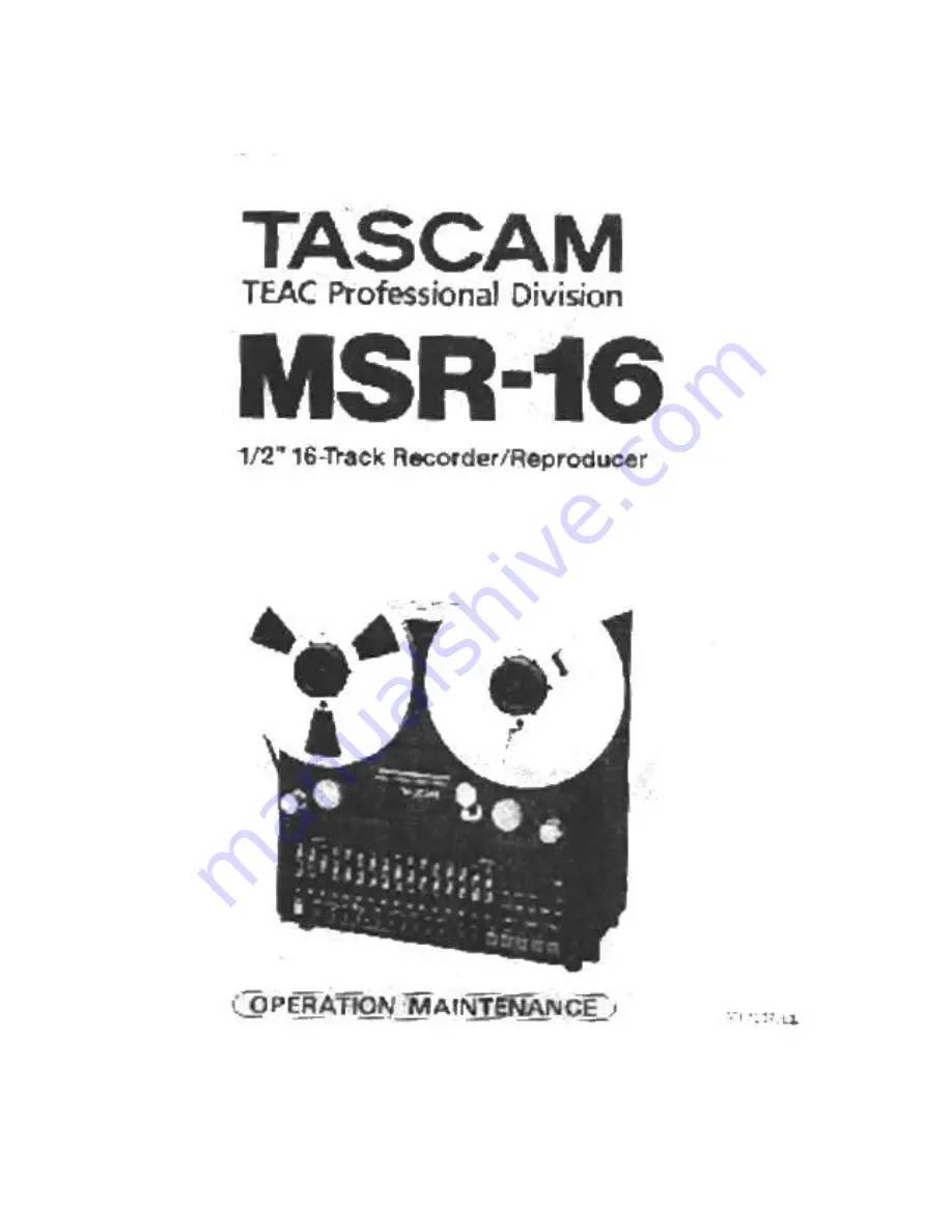 Tascam MSR-16 Operation & Maintenance Manual Download Page 1