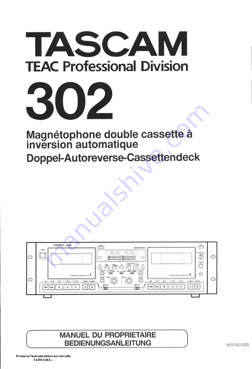 TEAC PROFESSIONAL TASCAM 302 Owner'S Manual Download Page 21