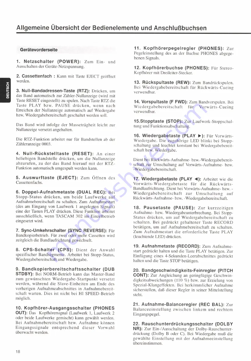 TEAC PROFESSIONAL TASCAM 302 Owner'S Manual Download Page 38