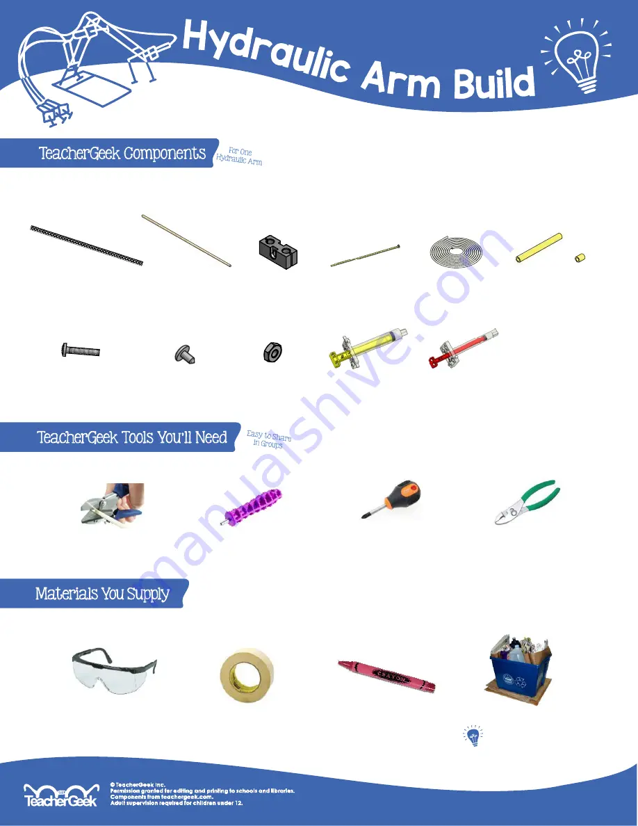 TeacherGeek Hydraulic Arm Скачать руководство пользователя страница 3