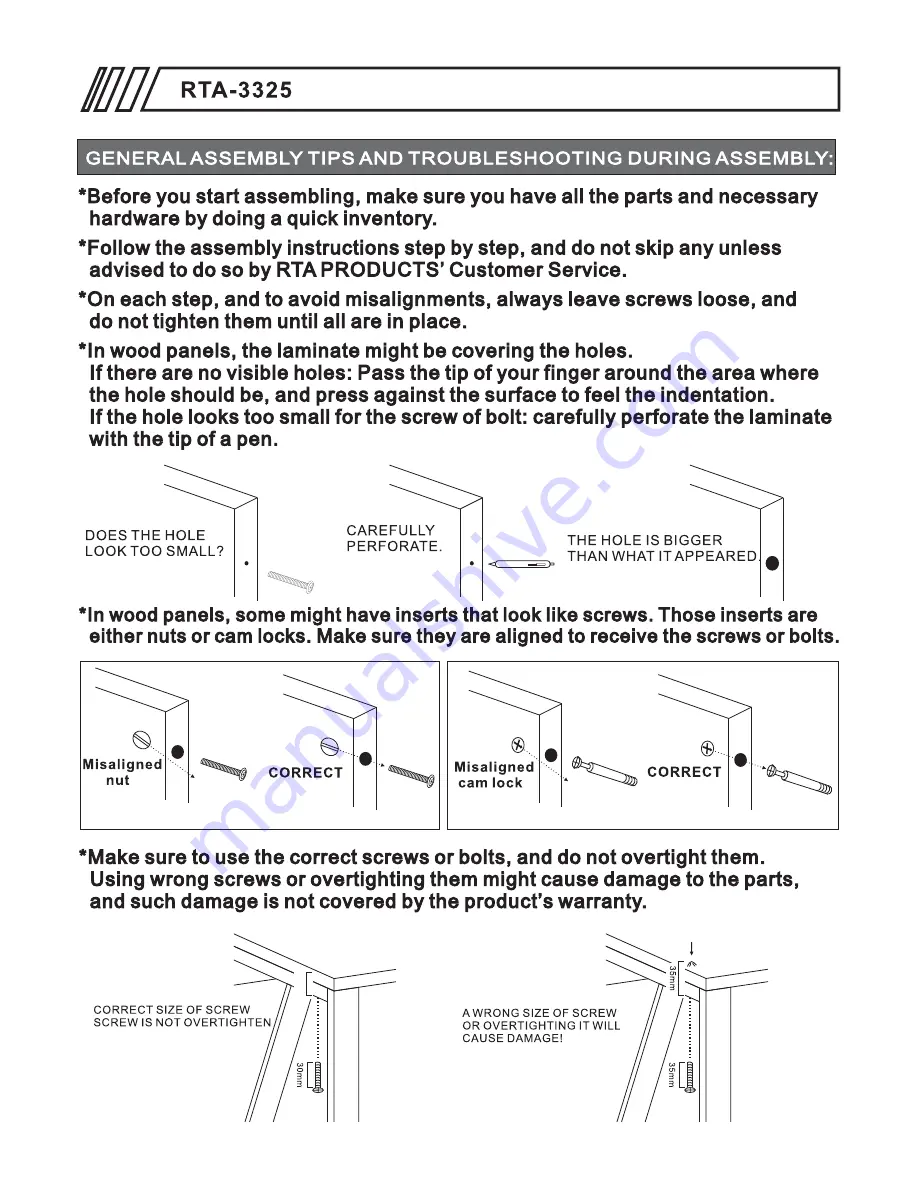 Techni Mobili RTA-3325 Assembly Instructions Manual Download Page 6