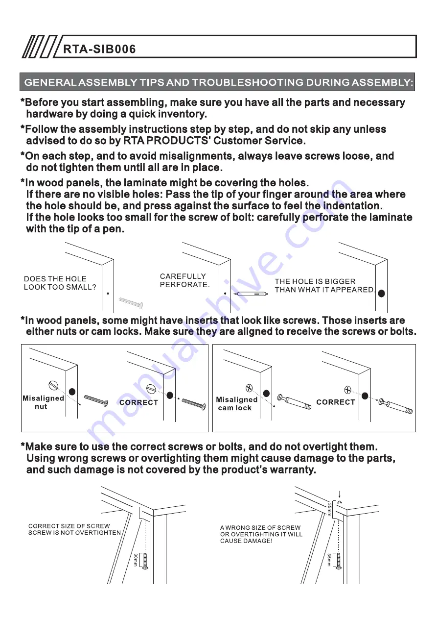 Techni Mobili RTA-SIB006 Assembly Instructions Manual Download Page 6