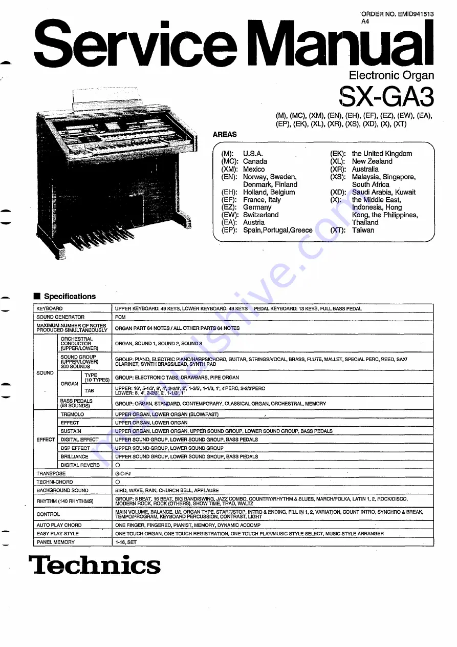 Technics SX-G100C Service Manual Download Page 27