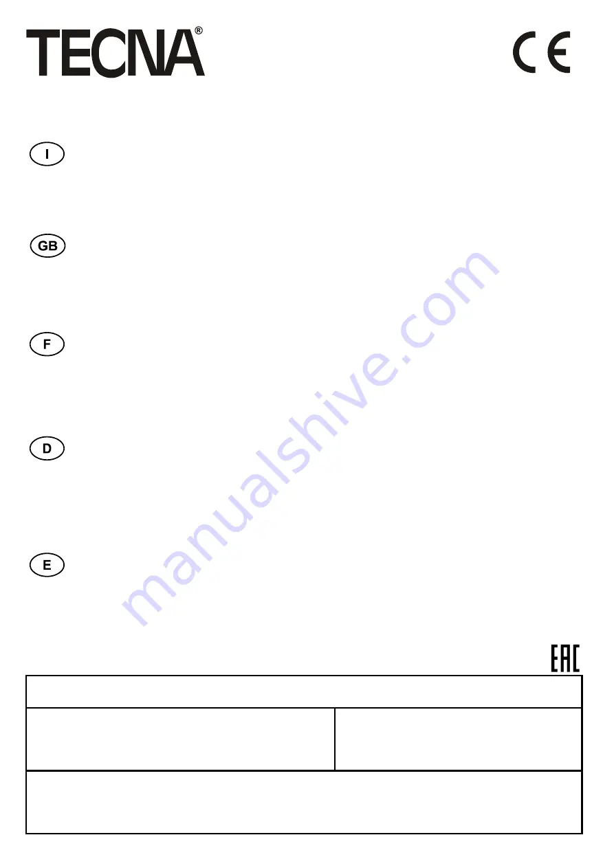 TECNA 7900 Manual Download Page 1