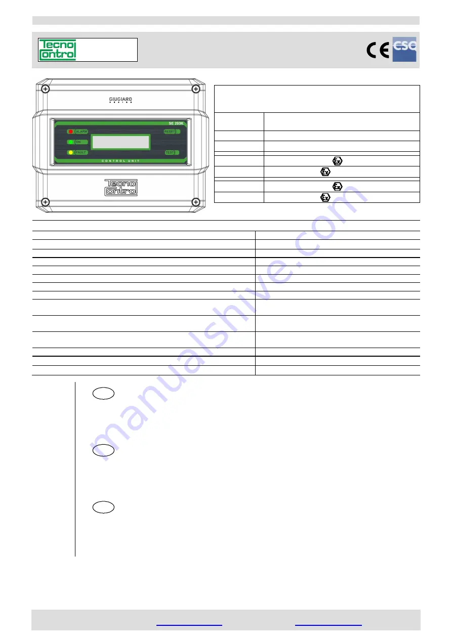 Tecno Control SE293K User Manual Download Page 1