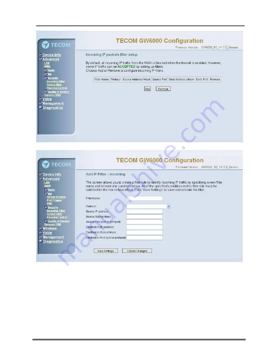 TECOM GW6000 Administrator'S Manual Download Page 42