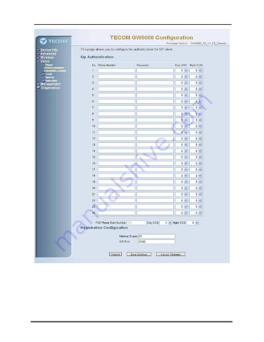 TECOM GW6000 Administrator'S Manual Download Page 56